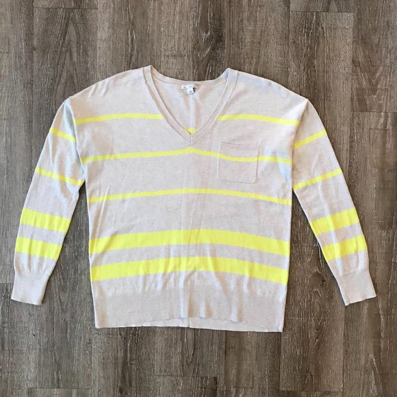 {Gap} Striped Boyfriend Fit V-Neck Sweater | S - Picture 1 of 6
